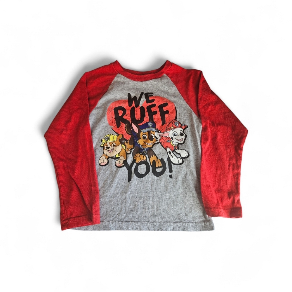 Paw Patrol We Ruff You Toddler Boy Red Raglan 5T